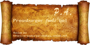 Pressburger Amábel névjegykártya